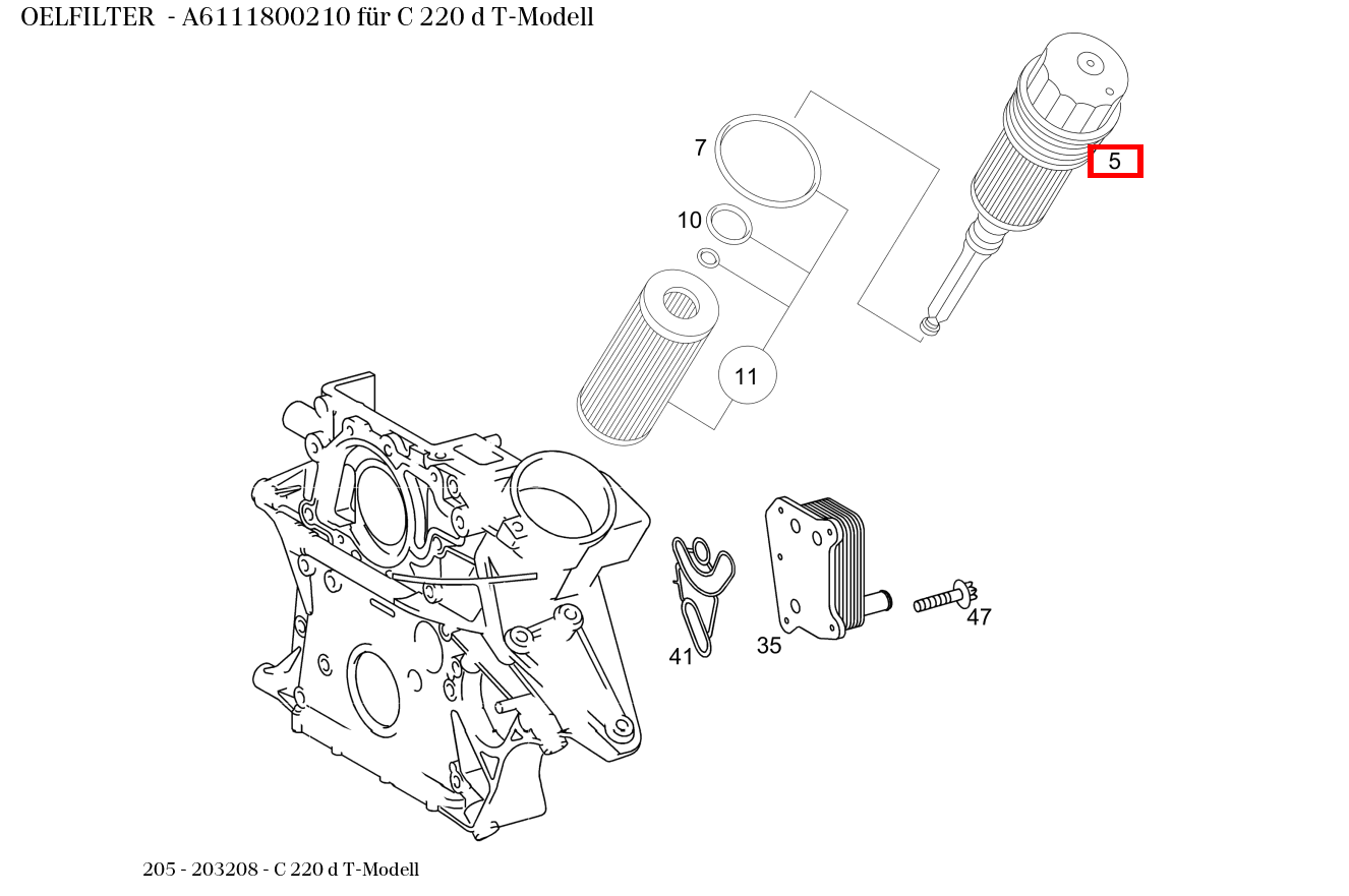Ölfilter C 220 d T-Modell 205