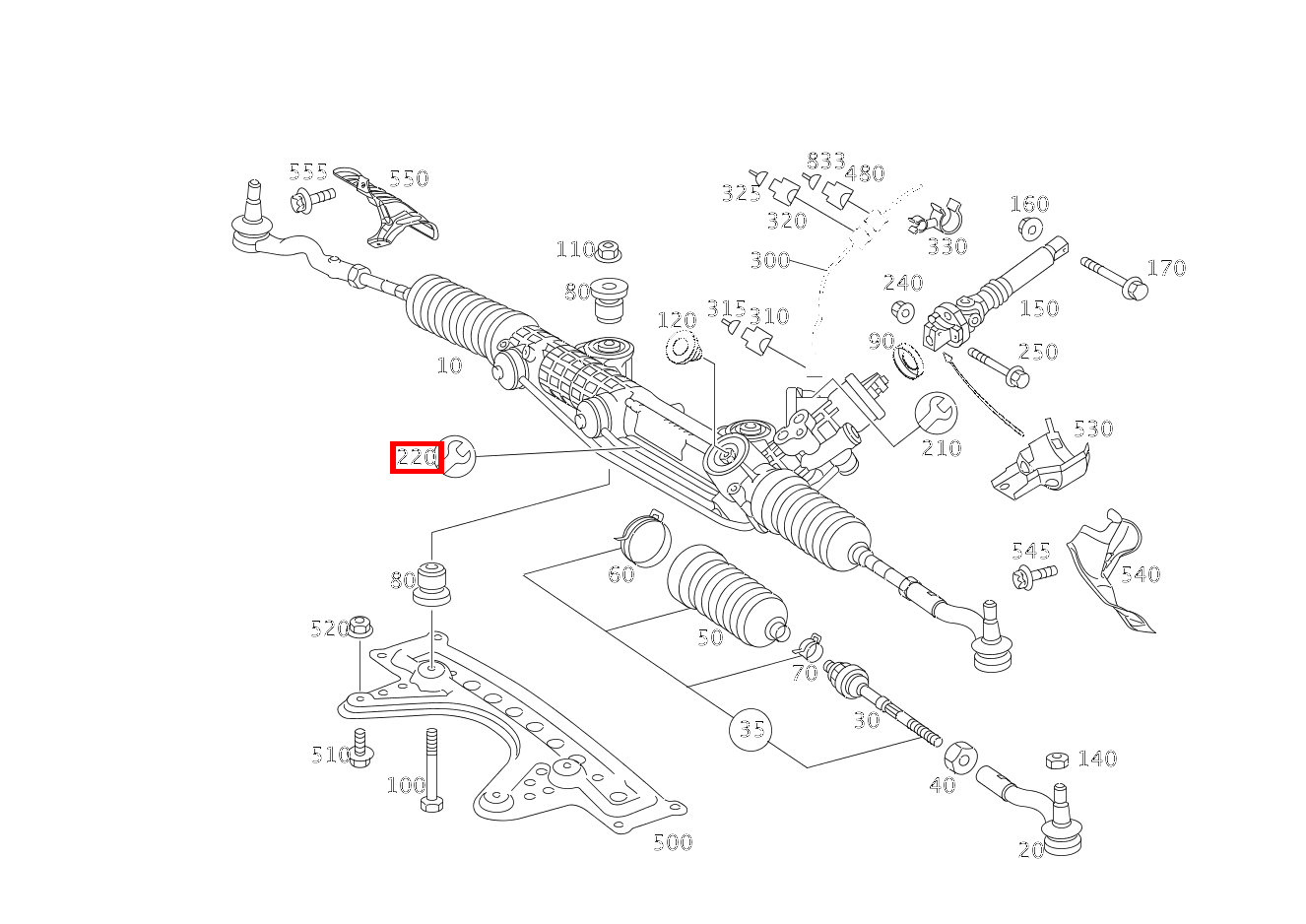 REP.SATZ LENKGETRIEBE FUER OELLEITUNG LANG, MIT O-RINGEN E280CDI SONDERAUFB 211
