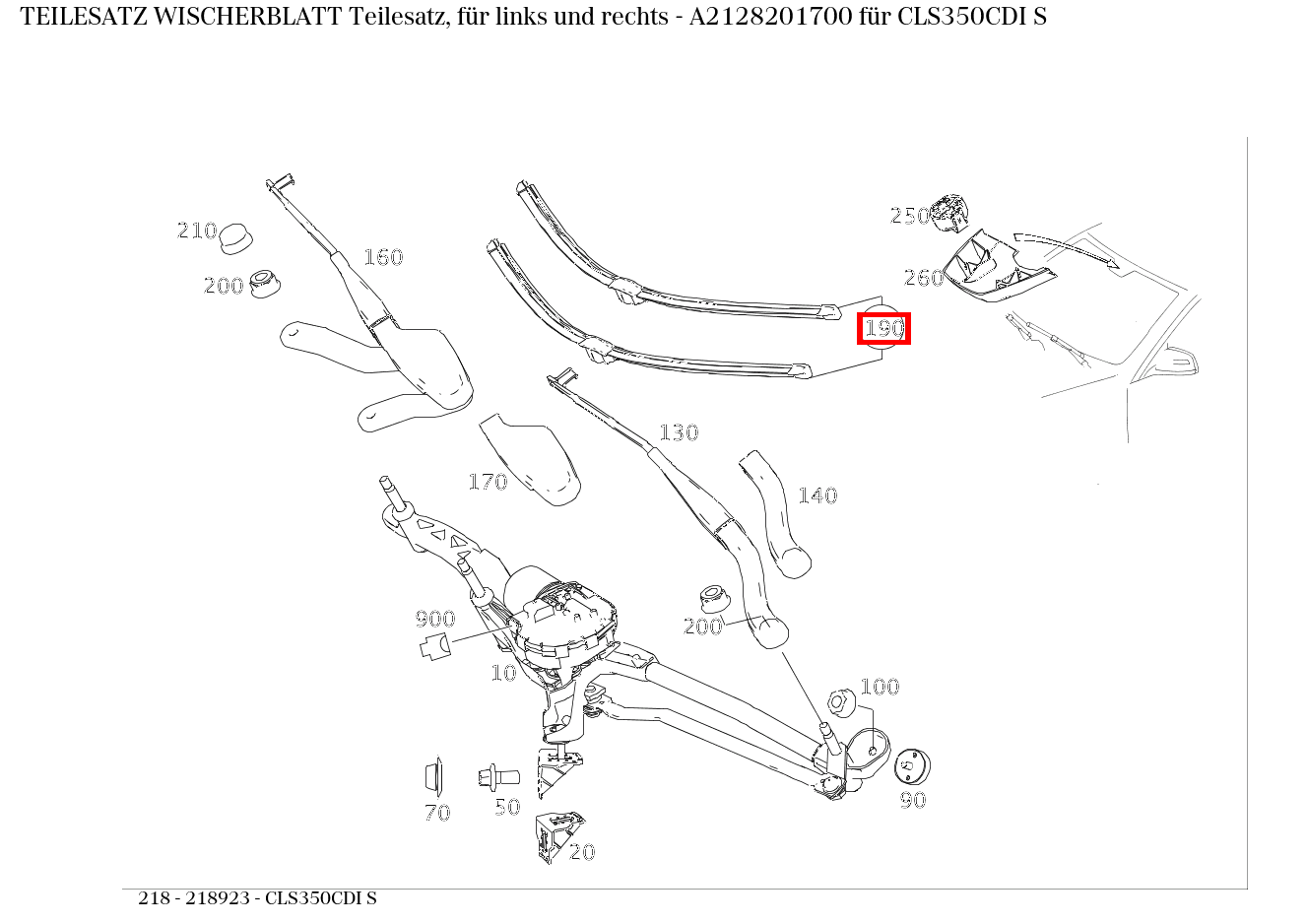 Teilesatz Wischerblatt Teilesatz, für links und rechts CLS350CDI S 218