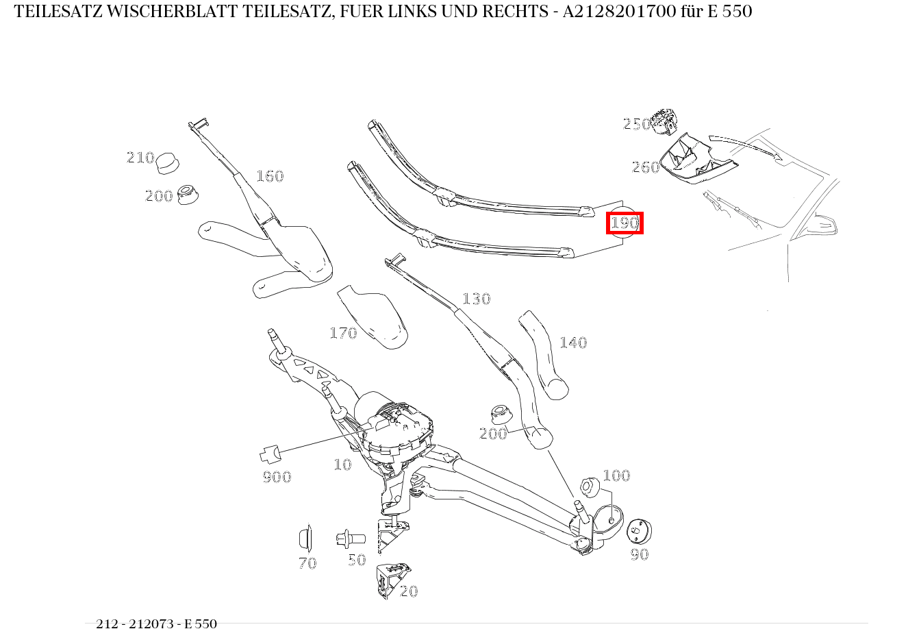 Teilesatz Wischerblatt TEILESATZ, FUER LINKS UND RECHTS E 550 212