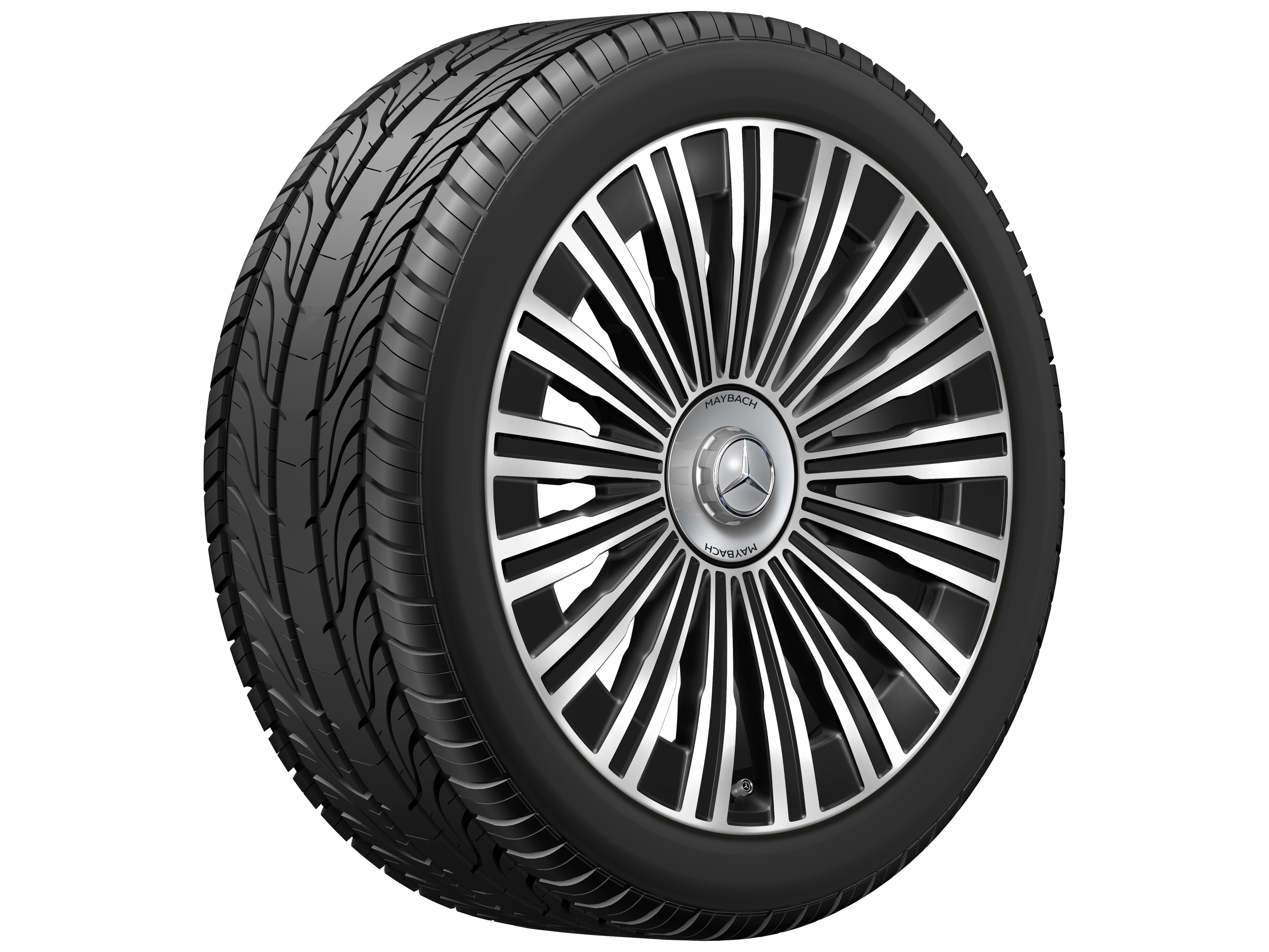 Vielspeichen-Rad, Aero, 21 Zoll, 9,5 J x 21 ET 27,6, schwarz, glanzgedreht