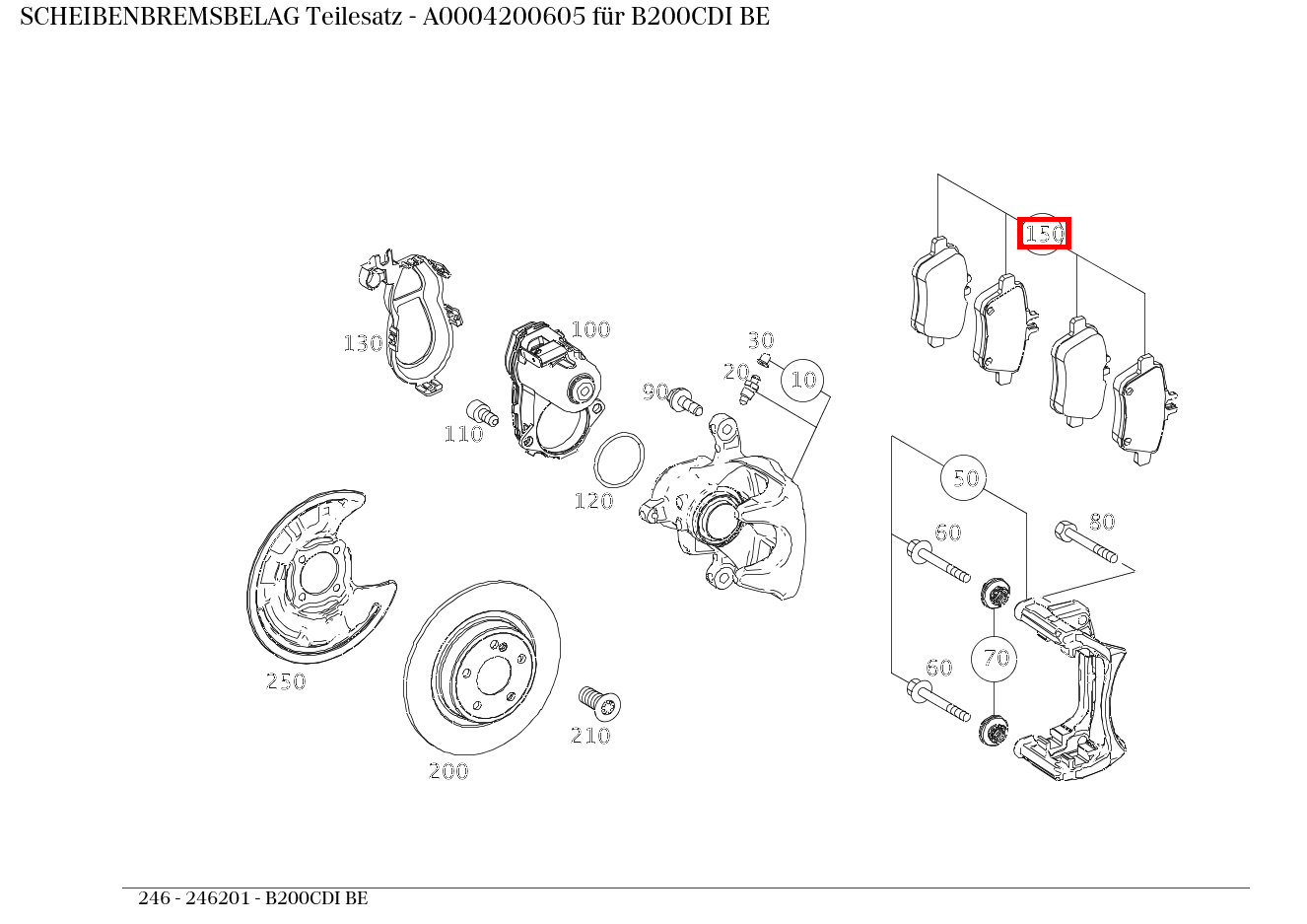 Scheibenbremsbelag Teilesatz B200CDI BE 246 Scheibenbremsbelag Teilesatz B200CDI BE 246
