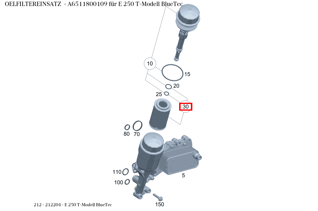 Ölfiltereinsatz E 250 T-Modell BlueTec 212 Ölfiltereinsatz E 250 T-Modell BlueTec 212