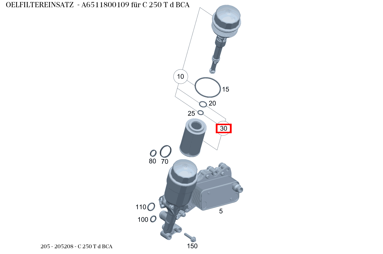 Ölfiltereinsatz C 250 T d BCA 205 Ölfiltereinsatz C 250 T d BCA 205