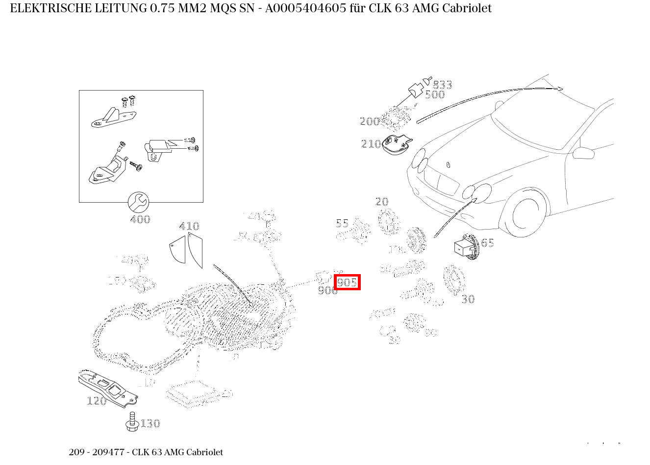 Elektrische Leitung 0.75 MM2 MQS SN CLK 63 AMG Cabriolet 209