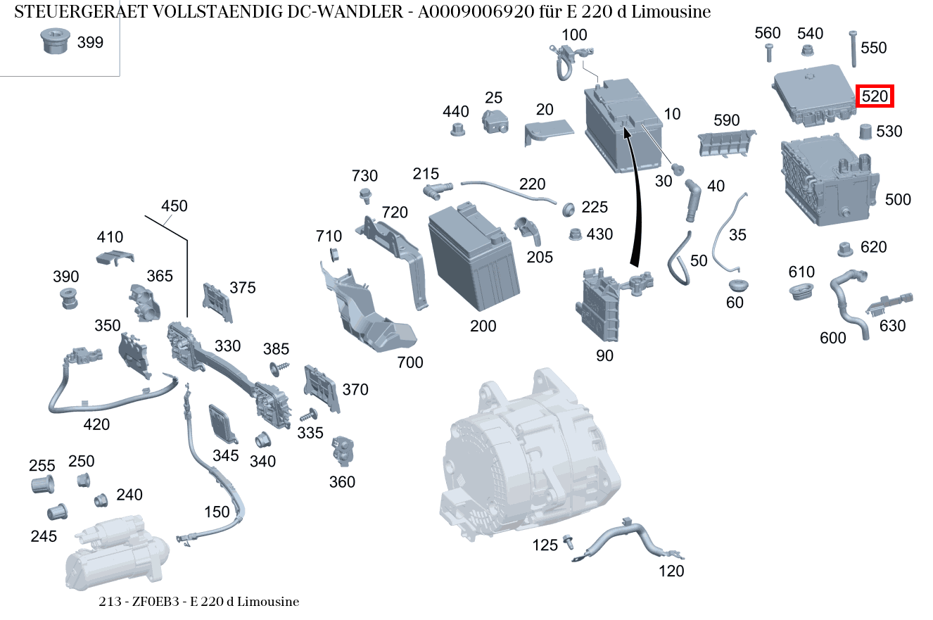Steuergerät vollständig DC-WANDLER E 220 d Limousine 213