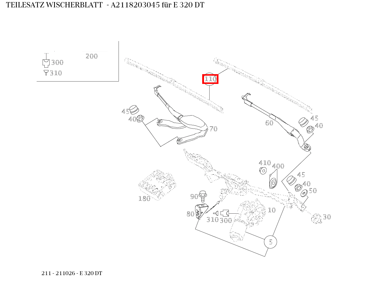 Teilesatz Wischerblatt E 320 DT 211