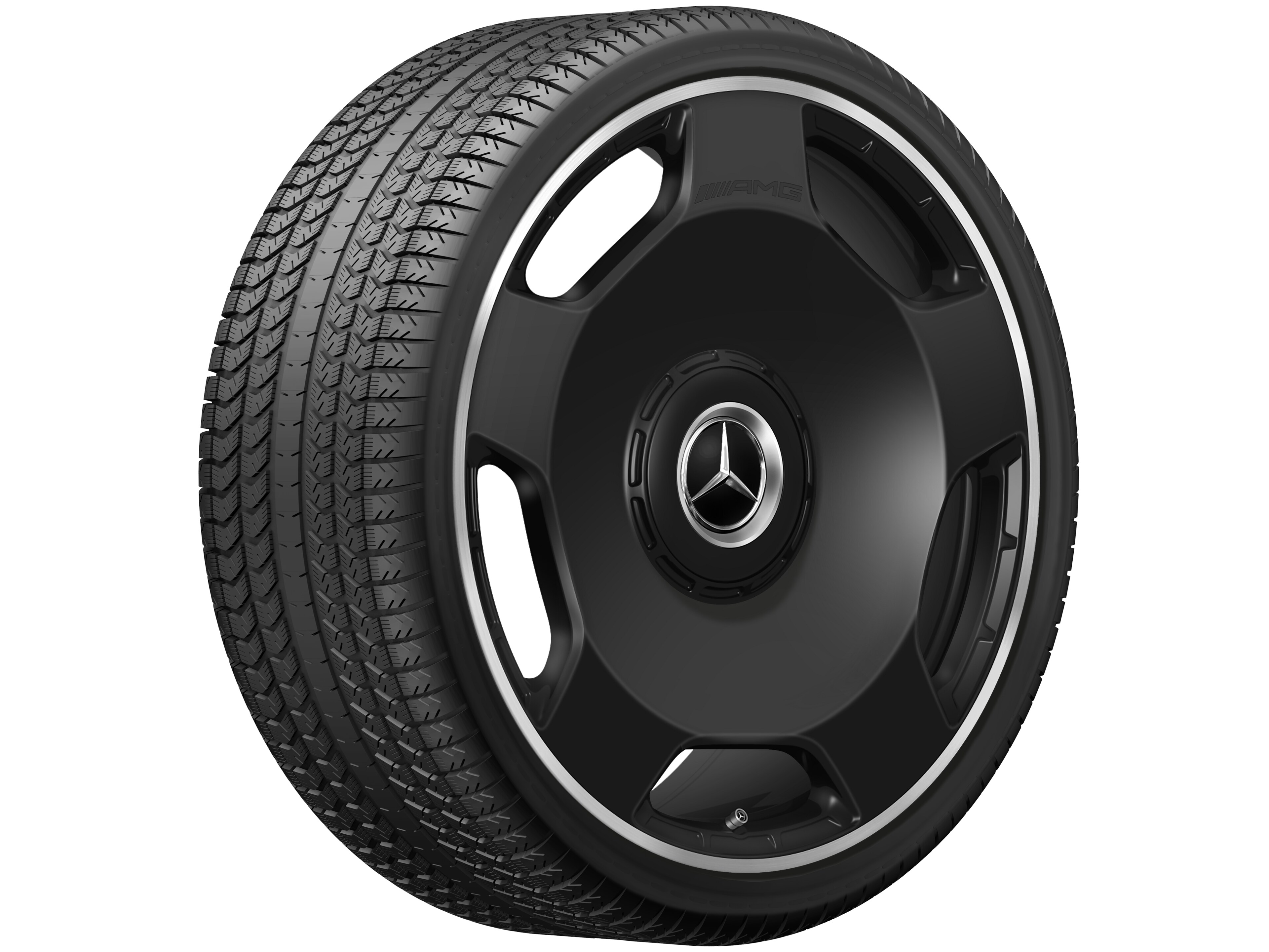 Mercedes-Benz - AMG Schmiederadfelge im 5-Loch Design, 58,4 cm (23 Zoll), Felgenhorn glanzgedreht 10 J x 23 ET 45, schwarz matt