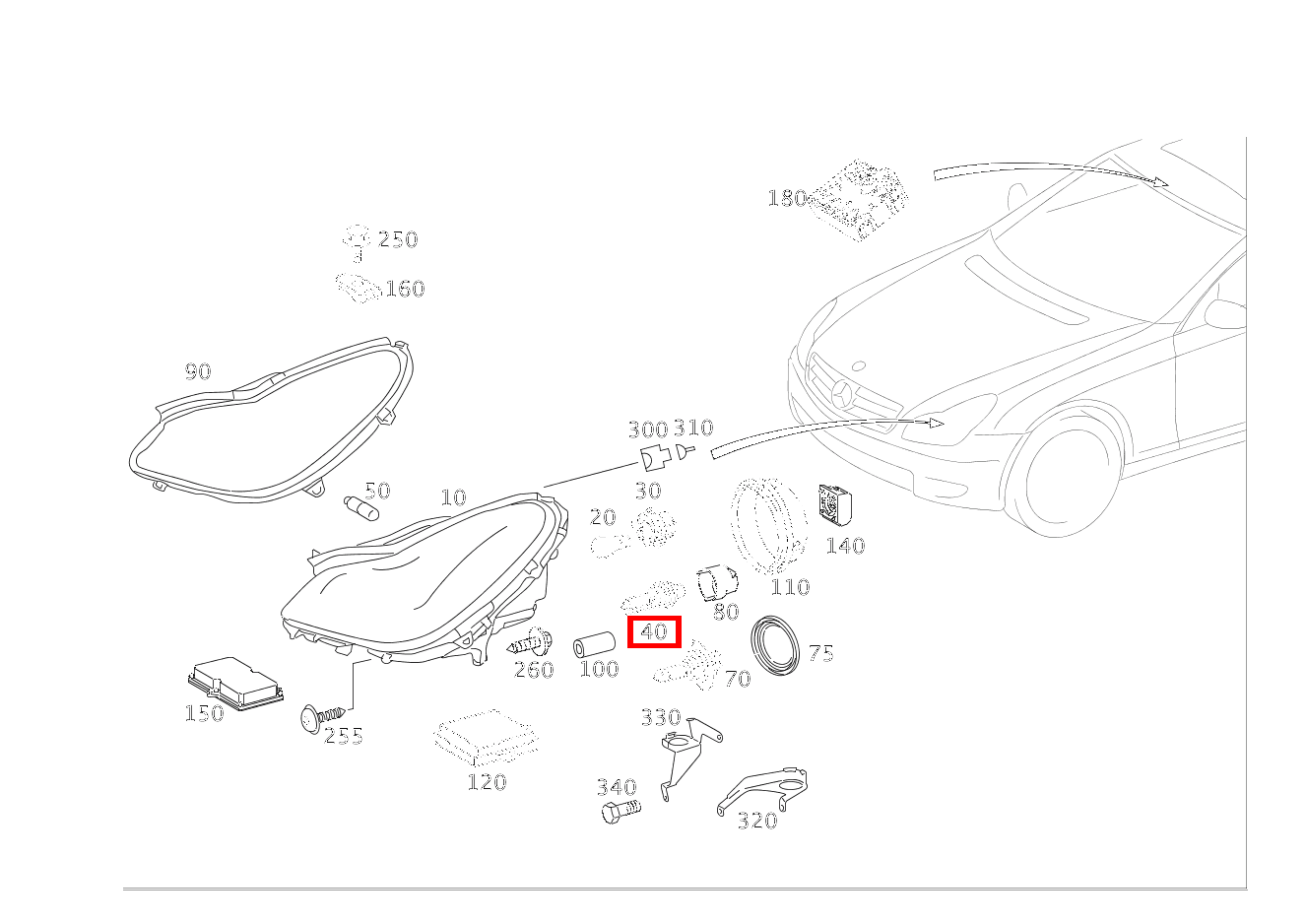 GASENTLAD.LAMPE Abblendlicht und Fernlicht; D2S 12V-35W CLS 55 AMG 219 GASENTLAD.LAMPE Abblendlicht und Fernlicht; D2S 12V-35W CLS 55 AMG 219