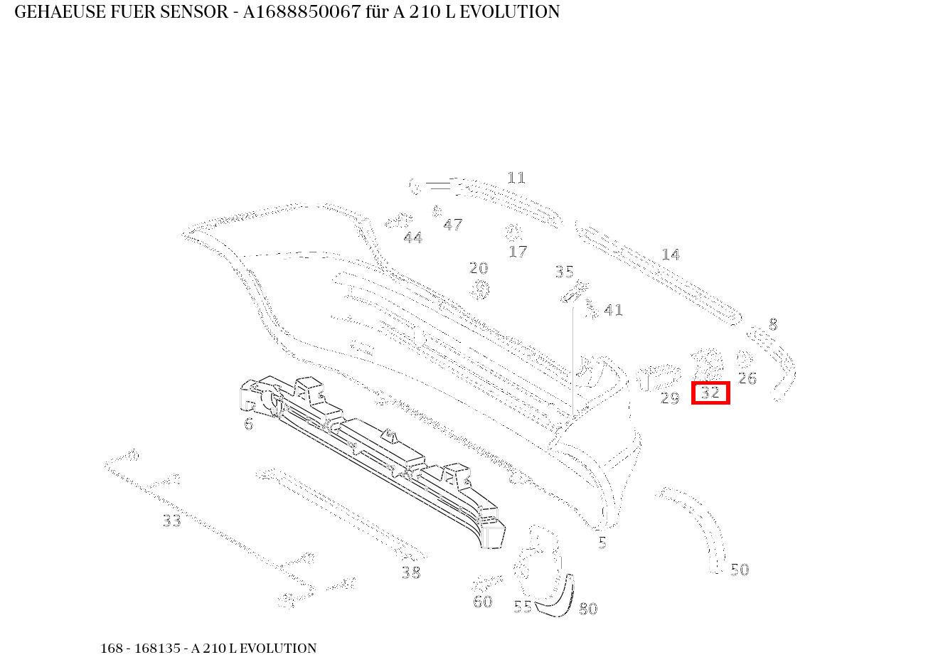 Gehäuse FUER SENSOR A 210 L EVOLUTION 168