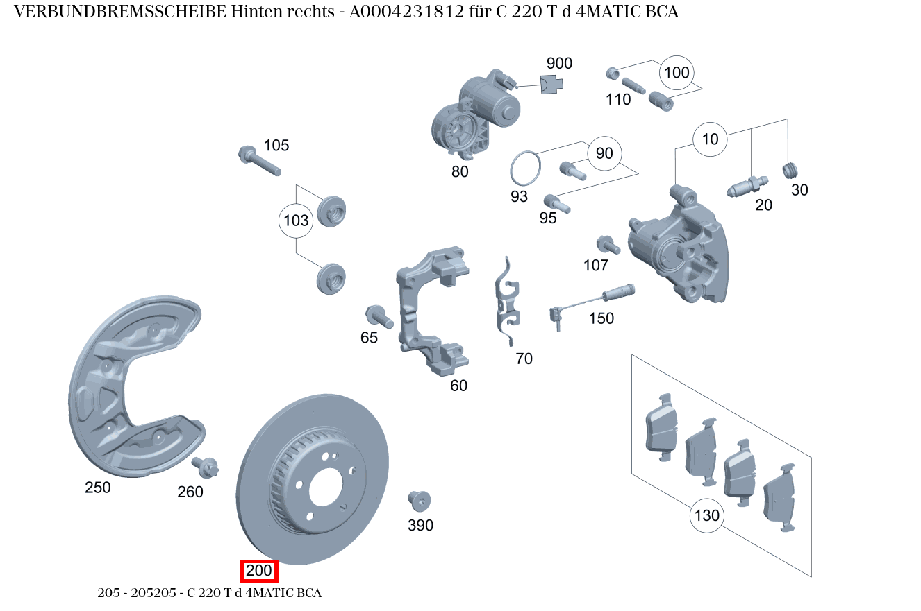 Verbundbremsscheibe Hinten rechts C 220 T d 4MATIC BCA 205