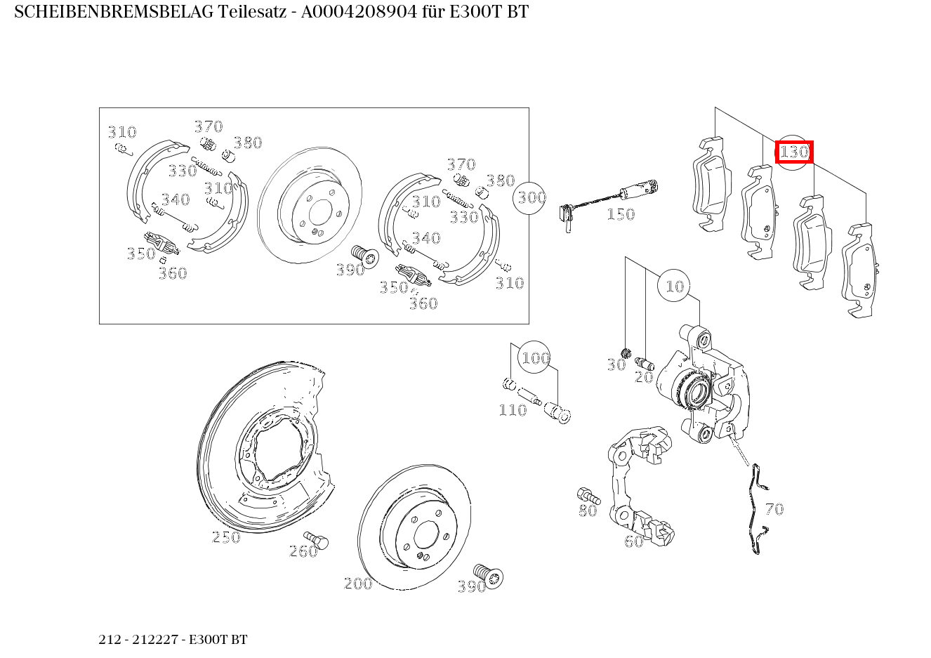 Scheibenbremsbelag Teilesatz E300T BT 212 Scheibenbremsbelag Teilesatz E300T BT 212