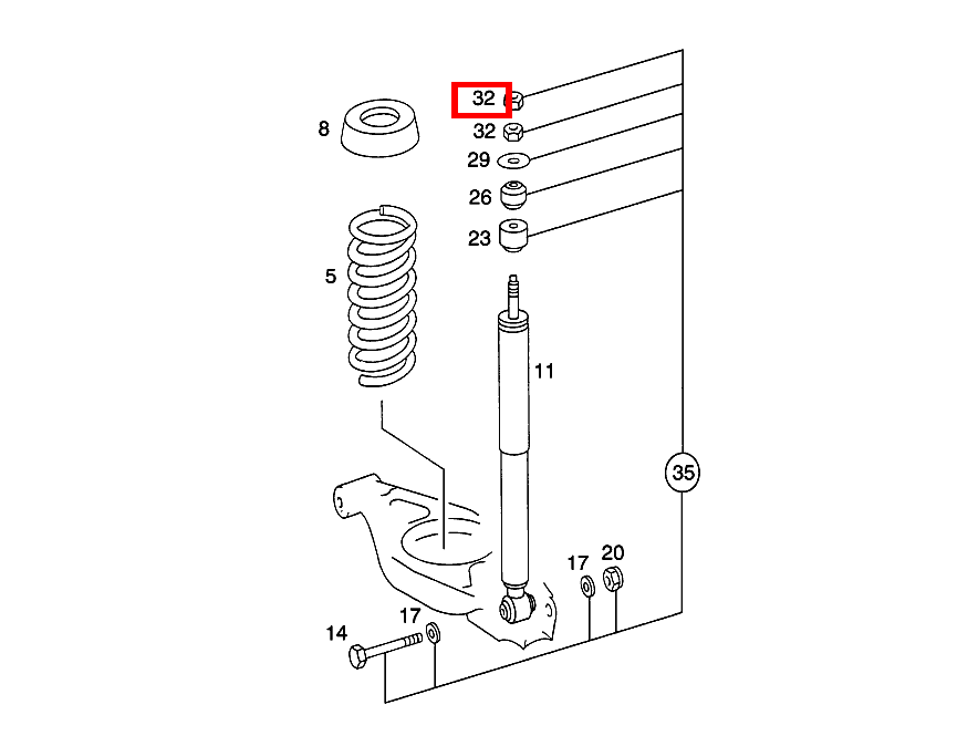 Sechskantmutter STOSSDAEMPFER AN RAHMEN; M10X1 190 D 2.5 Turbo 201