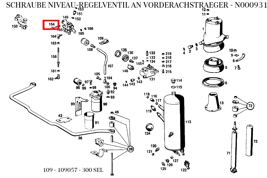Schraube NIVEAU-REGELVENTIL AN VORDERACHSTRAEGER 300 SEL 109
