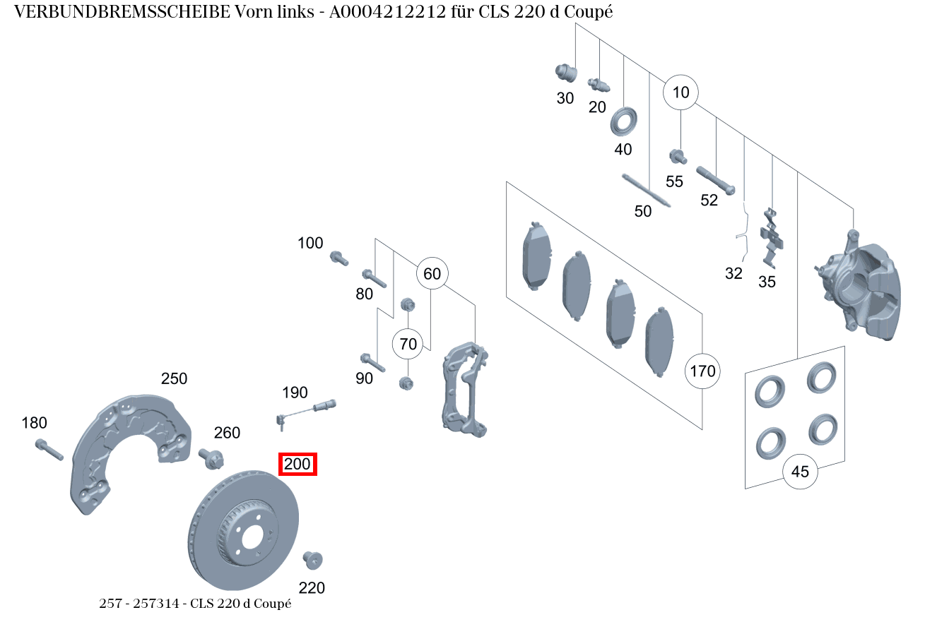 Verbundbremsscheibe Vorn links CLS 220 d Coupé 257