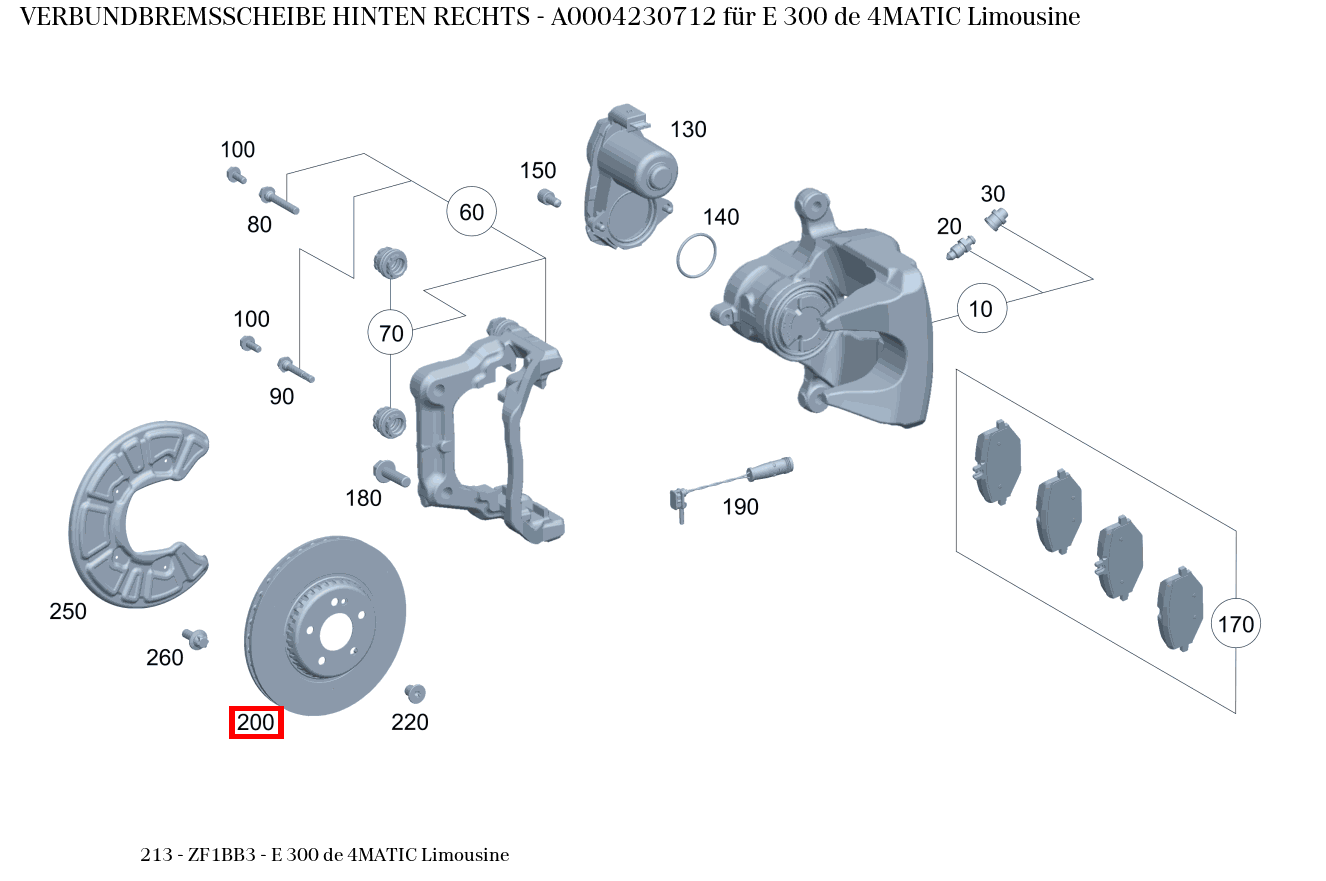 Verbundbremsscheibe HINTEN RECHTS E 300 de 4MATIC Limousine 213