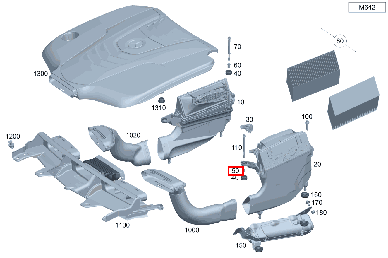 Buchse Befestigung Luftfiltergehäuse vorn, rechts GLC 350 d 4MATIC Off-Roader 253 Buchse Befestigung Luftfiltergehäuse vorn, rechts GLC 350 d 4MATIC Off-Roader 253