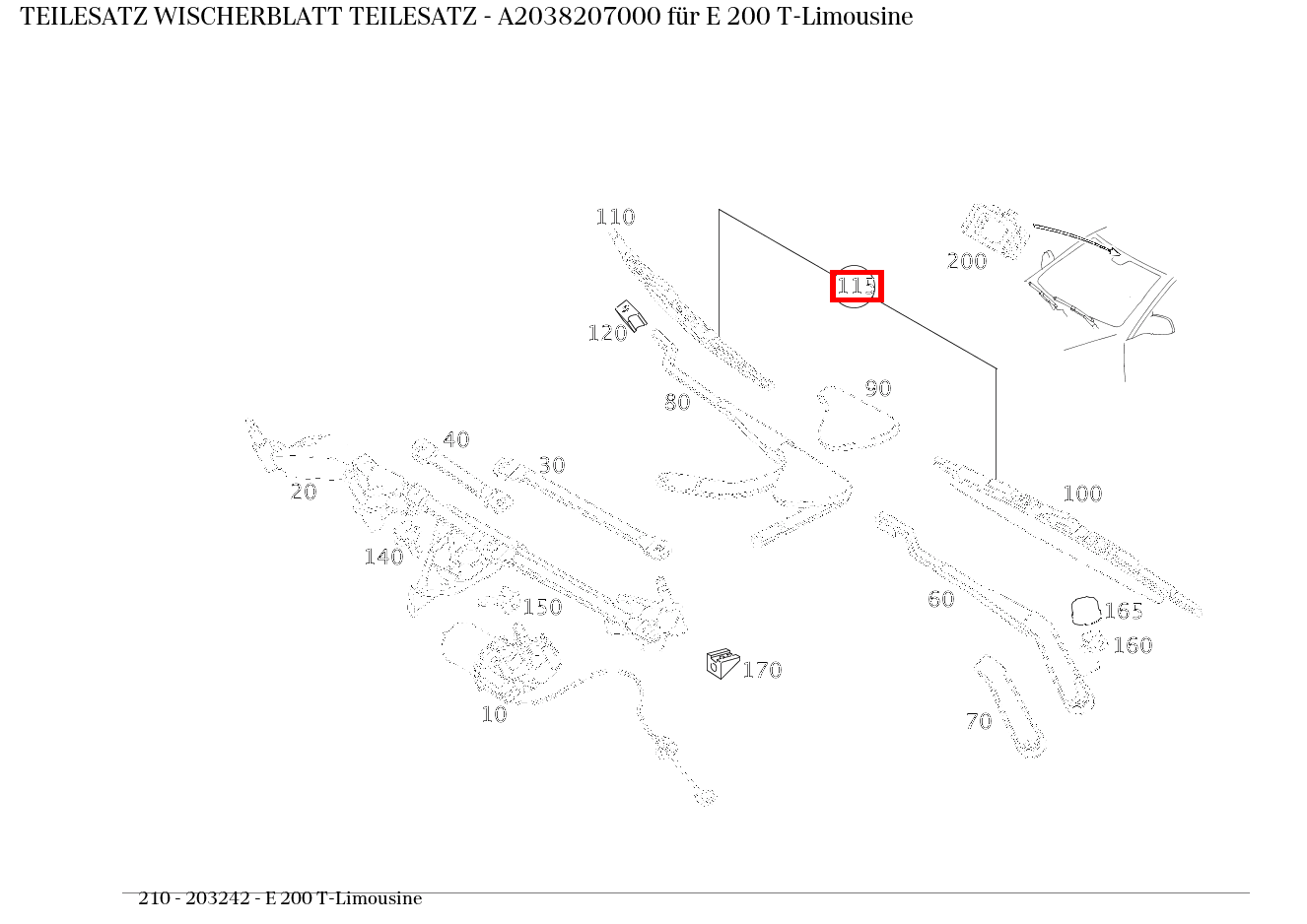 Teilesatz Wischerblatt TEILESATZ E 200 T-Limousine 210 Teilesatz Wischerblatt TEILESATZ E 200 T-Limousine 210