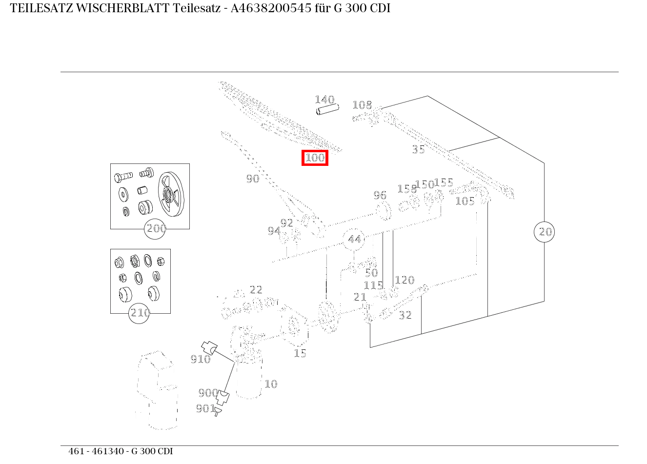Teilesatz Wischerblatt Teilesatz G 300 CDI 461