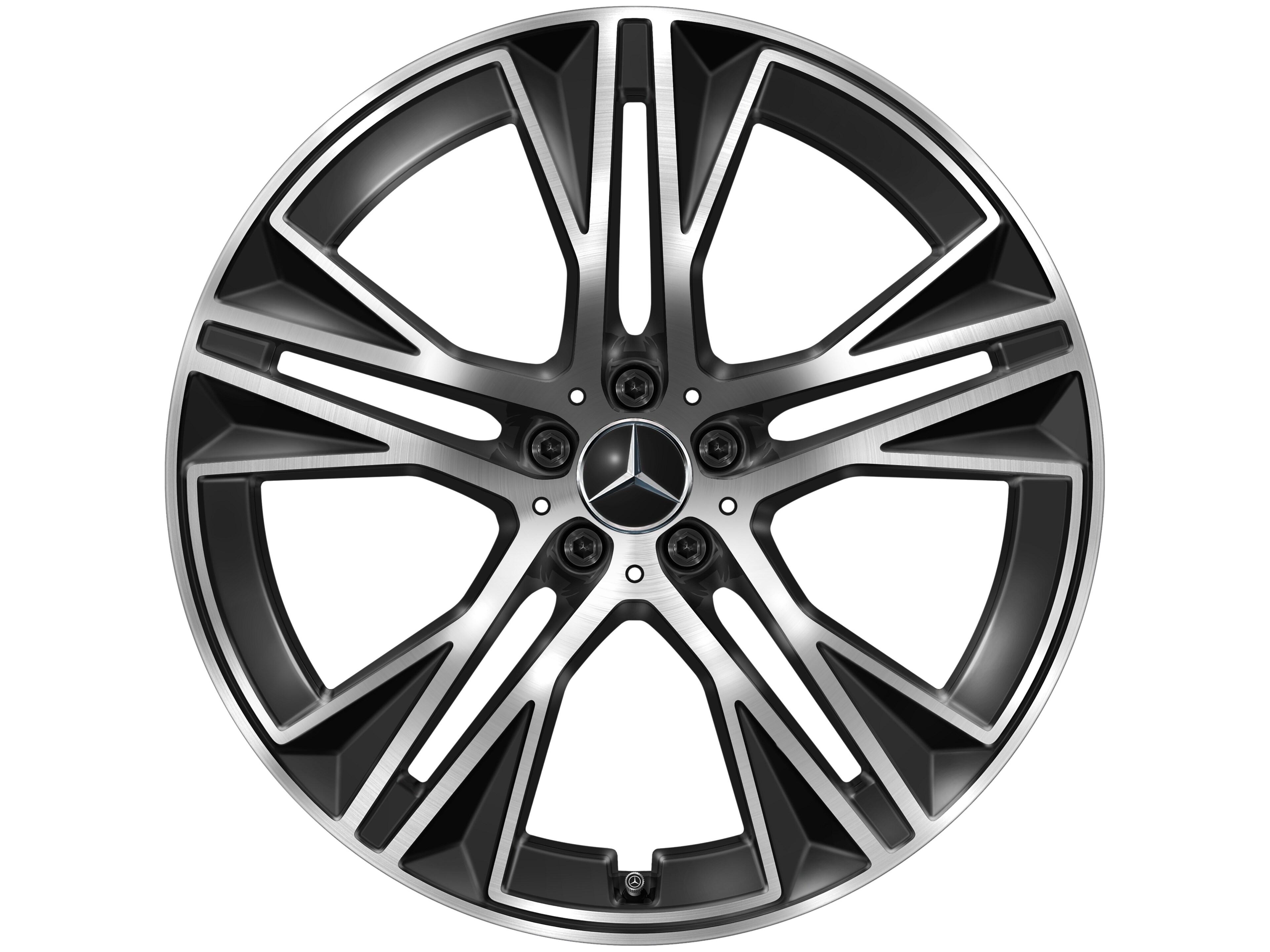 Mercedes-Benz - 5-Doppelspeichen-Rad, Aero, 22 Zoll, 9,5 J x 22 ET 30, schwarz, glanzgedreht