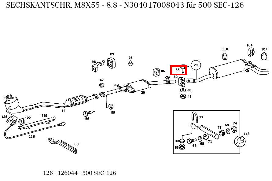 Sechskantschraube M8X55 - 8.8 500 SEC-126 126