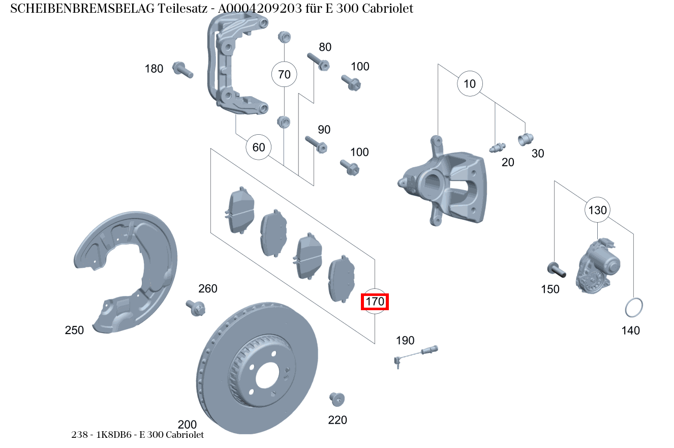 Scheibenbremsbelag Teilesatz E 300 Cabriolet 238 Scheibenbremsbelag Teilesatz E 300 Cabriolet 238