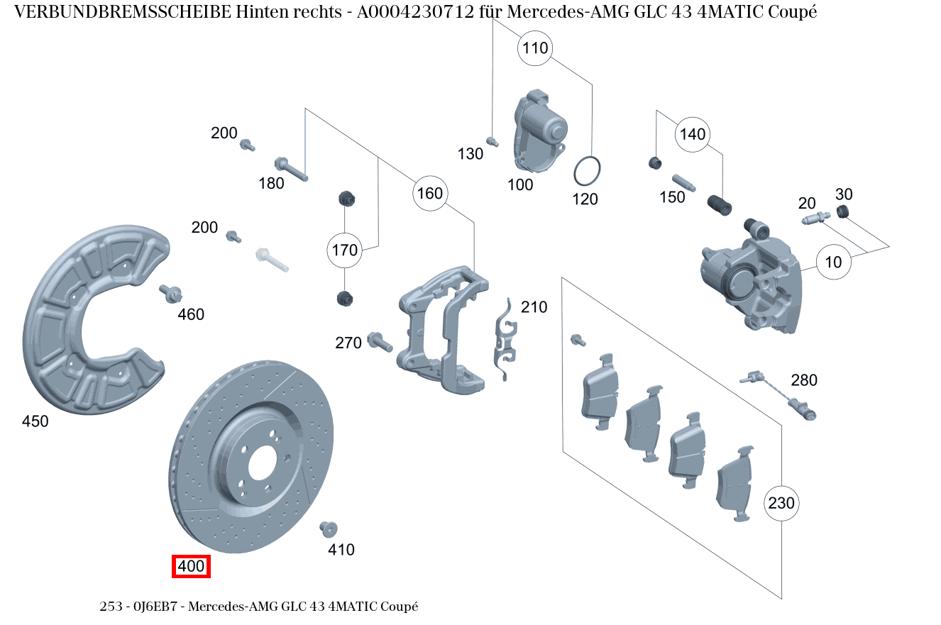 Verbundbremsscheibe Hinten rechts Mercedes-AMG GLC 43 4MATIC Coupé 253