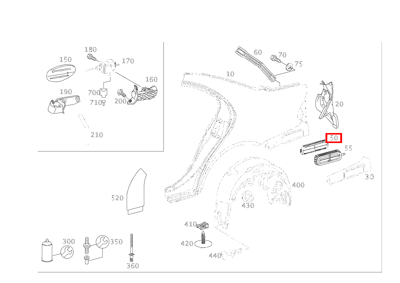 Klappe ENTLUEFTUNG AN HINTERKOTFLUEGEL IM BEREICH STOSSFAENGER CLS 55 AMG 219