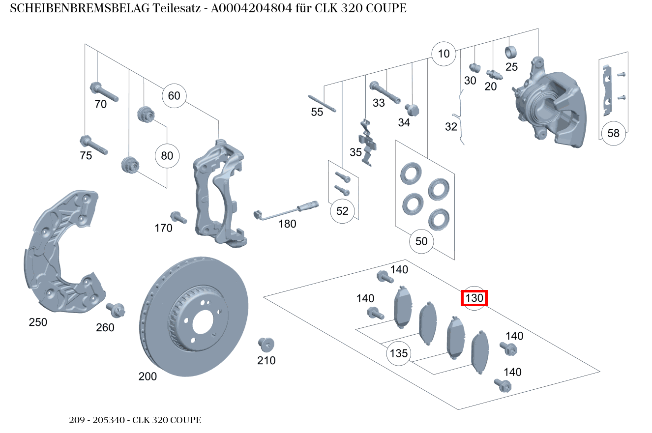 Scheibenbremsbelag Teilesatz CLK 320 COUPE 209