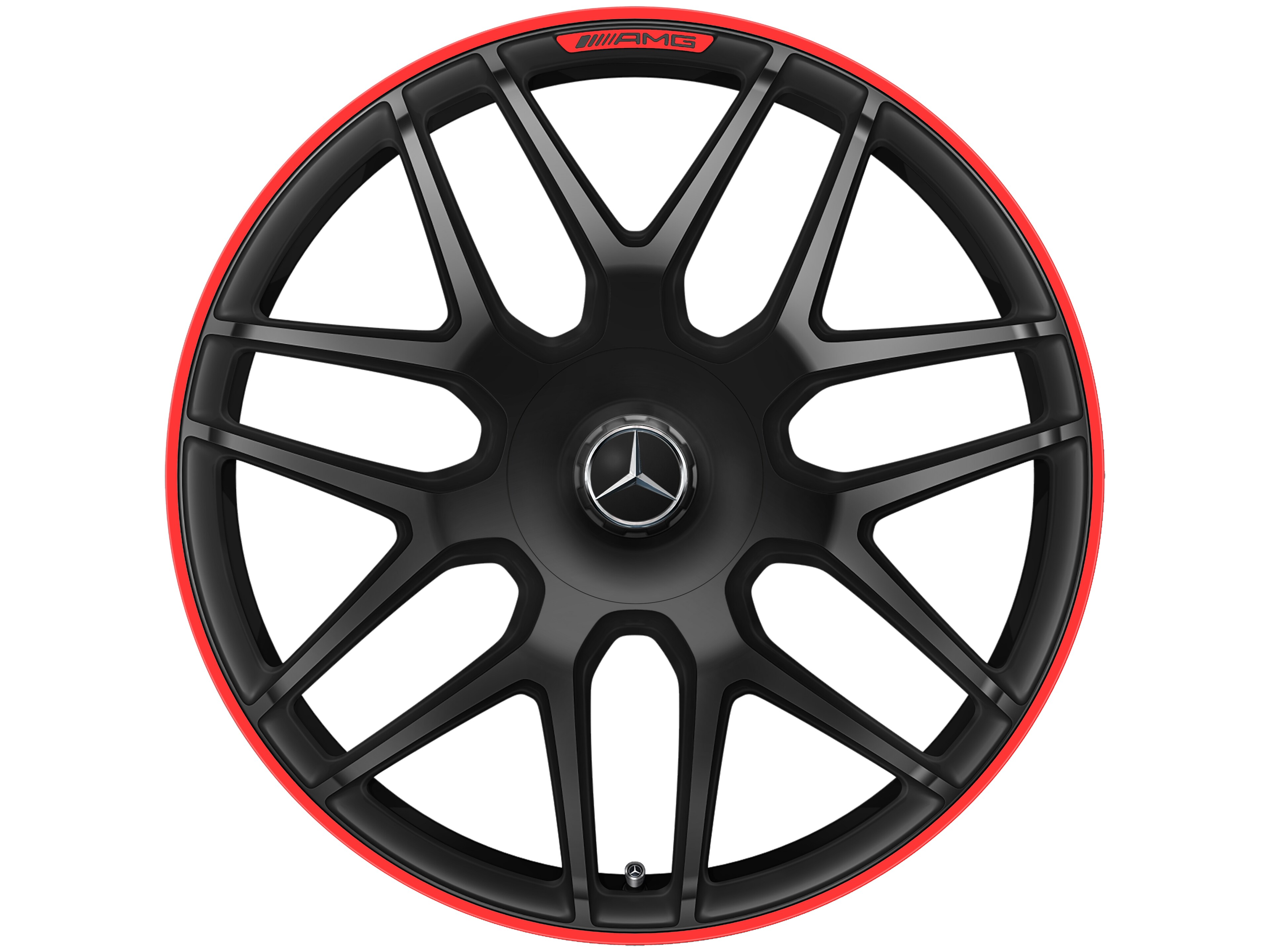 AMG Schmiederad 22 Zoll, Felgenhorn rot lackiert 10 J x 22 ET 36, schwarz matt