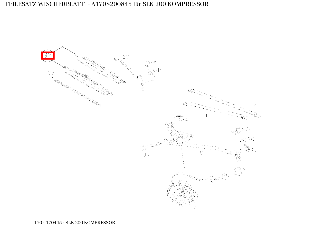 Teilesatz Wischerblatt SLK 200 KOMPRESSOR 170