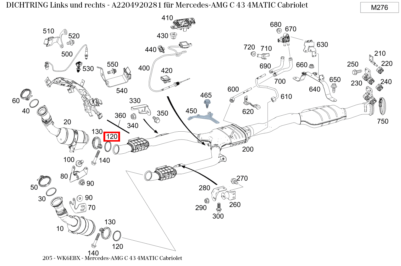Dichtring Links und rechts Mercedes-AMG C 43 4MATIC Cabriolet 205 Dichtring Links und rechts Mercedes-AMG C 43 4MATIC Cabriolet 205