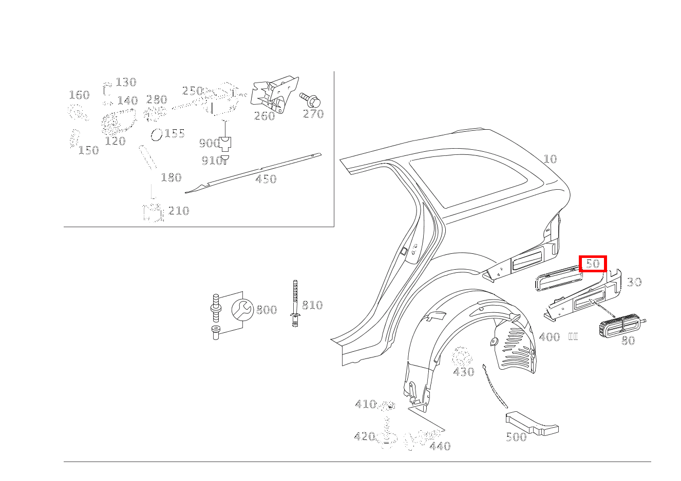 Klappe ENTLUEFTUNG AN HINTERKOTFLUEGEL IM BEREICH STOSSFAENGER RECHTS E 220 CDI T-Modell 212