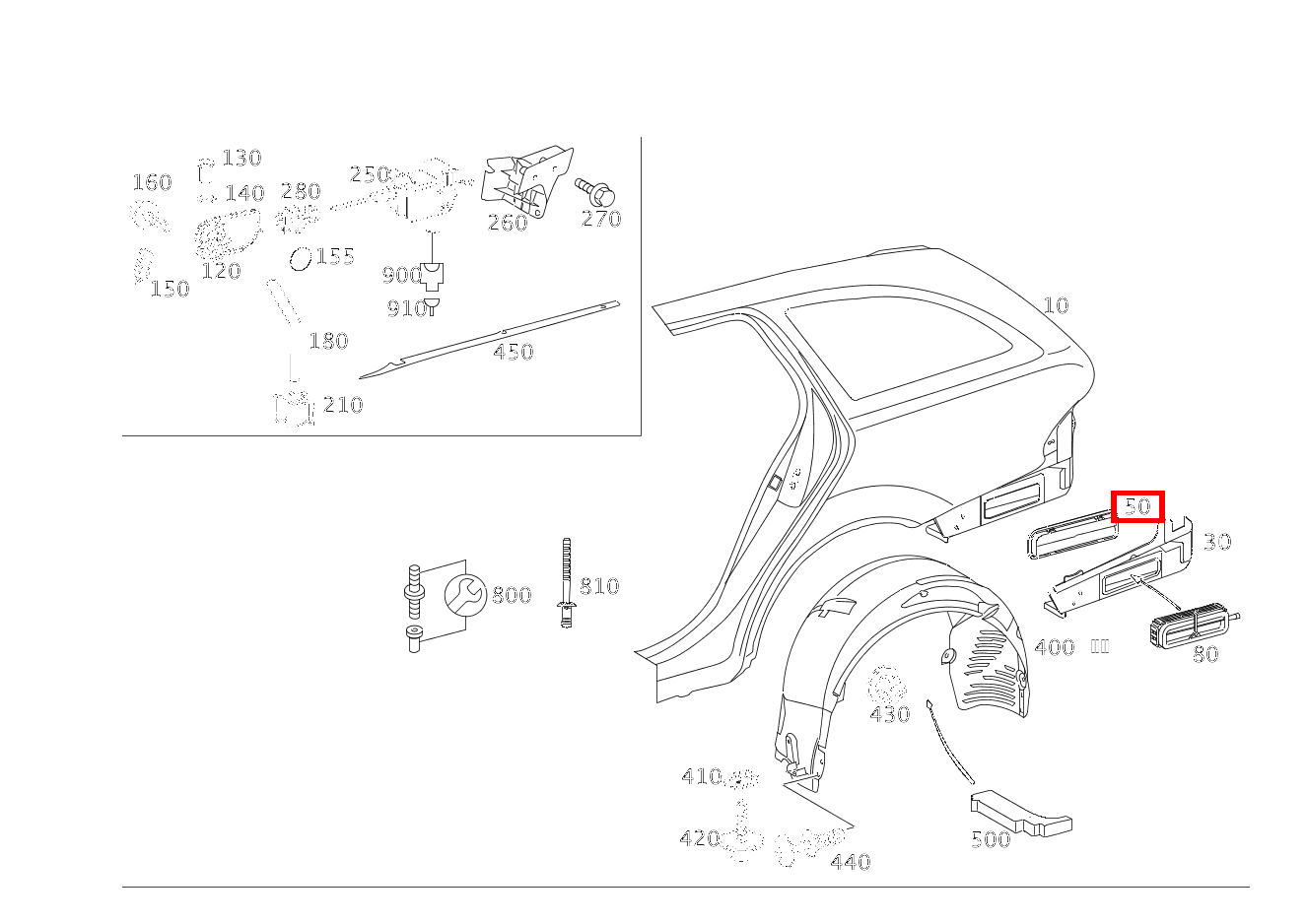 Klappe ENTLUEFTUNG AN HINTERKOTFLUEGEL IM BEREICH STOSSFAENGER RECHTS E 280 CDI T-Modell 213
