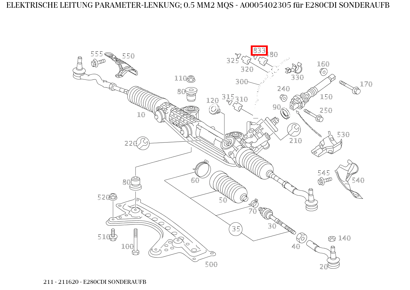 Elektrische Leitung PARAMETER-LENKUNG; 0.5 MM2 MQS E280CDI SONDERAUFB 211
