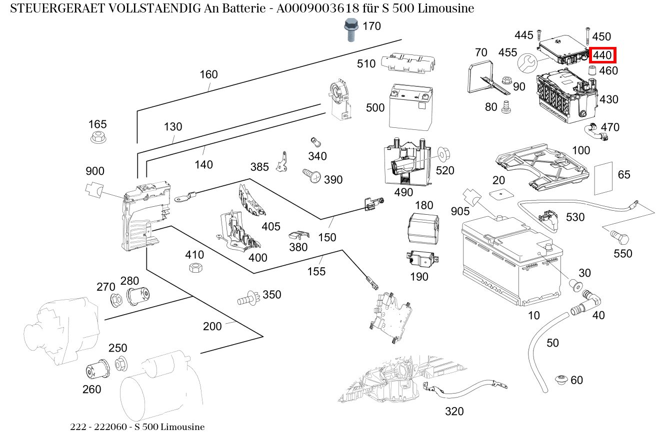 Steuergerät vollständig An Batterie S 500 Limousine 222