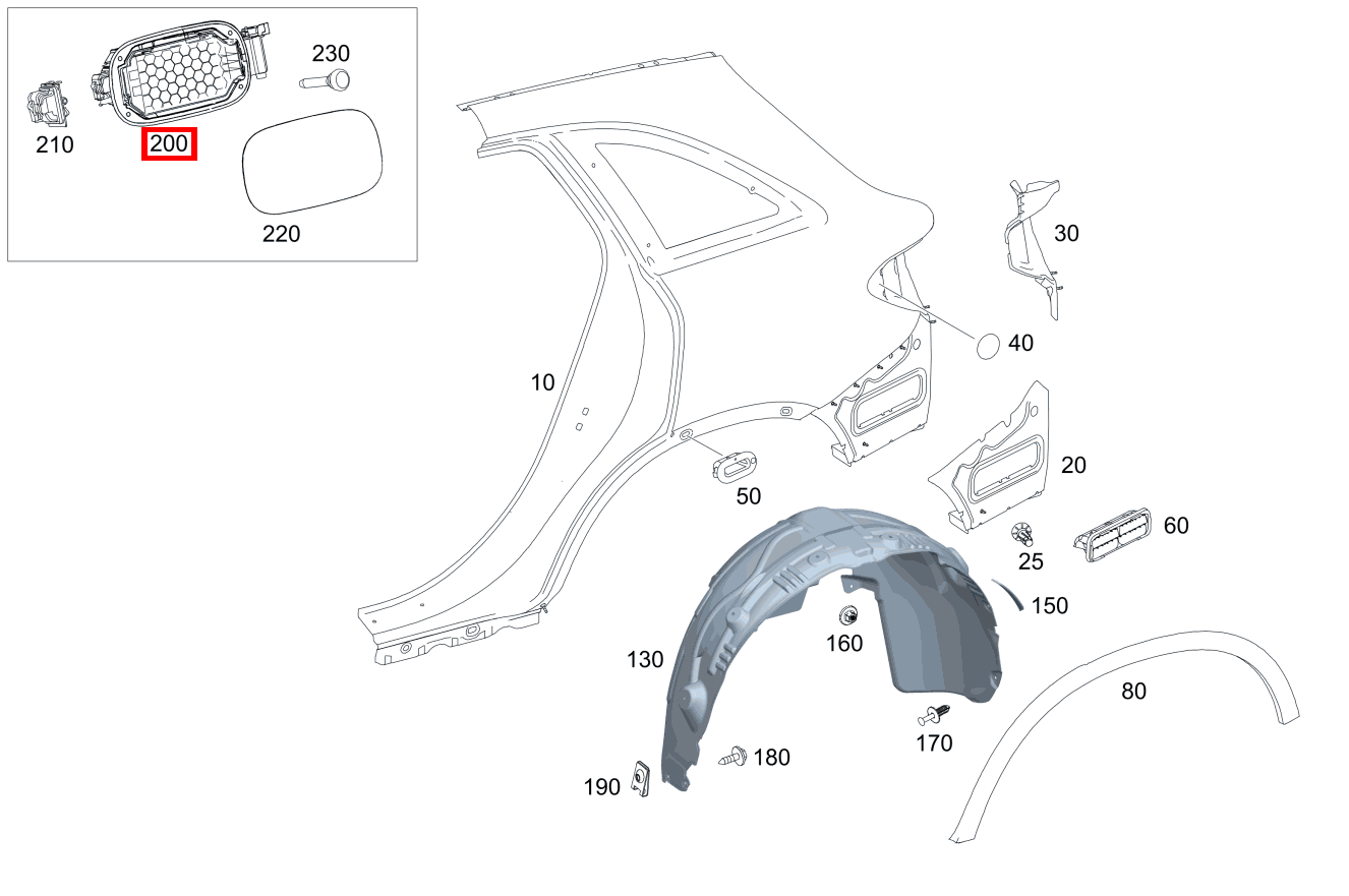 Tankeinfüllmulde Seitenwand hinten rechts SPORT-UTILITY-VEHICLE BRENNSTO 253