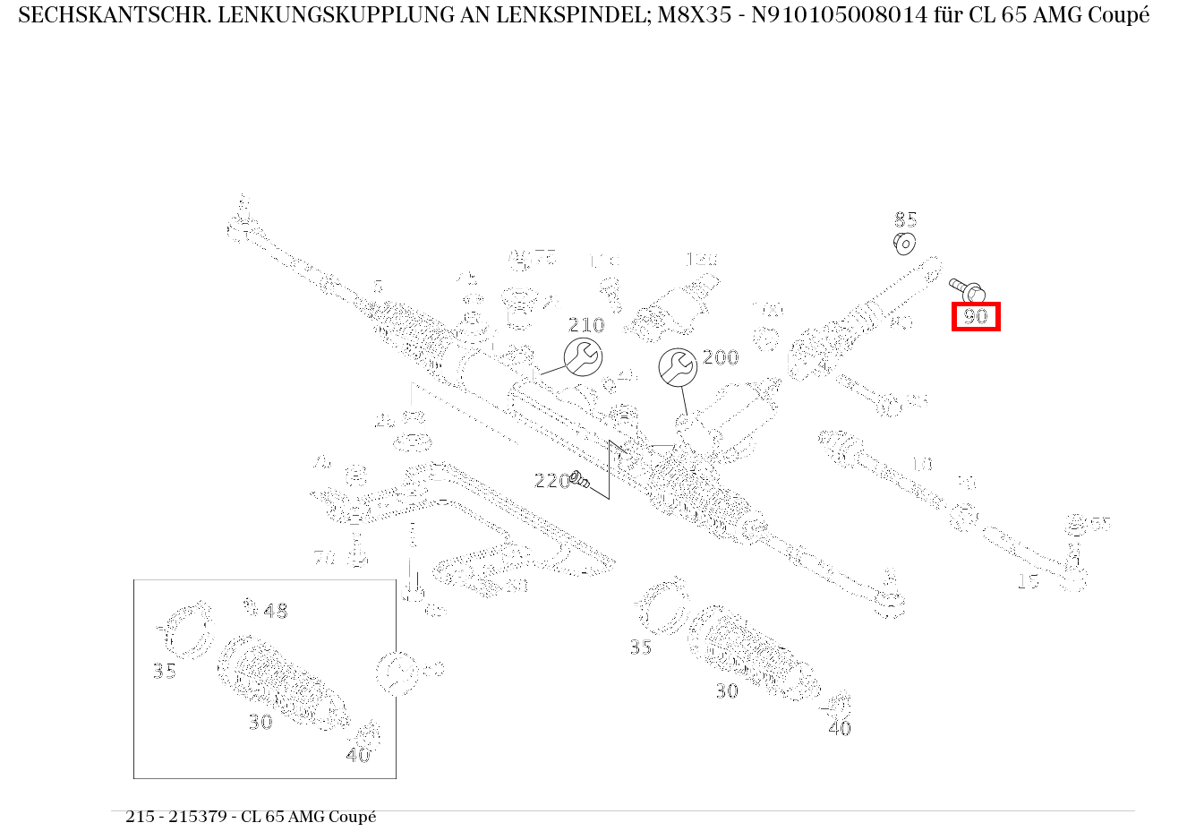 Sechskantschraube LENKUNGSKUPPLUNG AN LENKSPINDEL; M8X35 CL 65 AMG Coupé 215