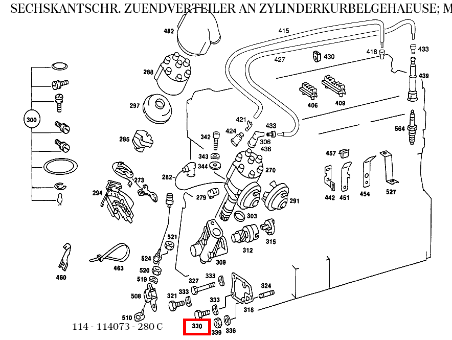Sechskantschraube ZUENDVERTEILER AN ZYLINDERKURBELGEHAEUSE; M8X20 280 C 114