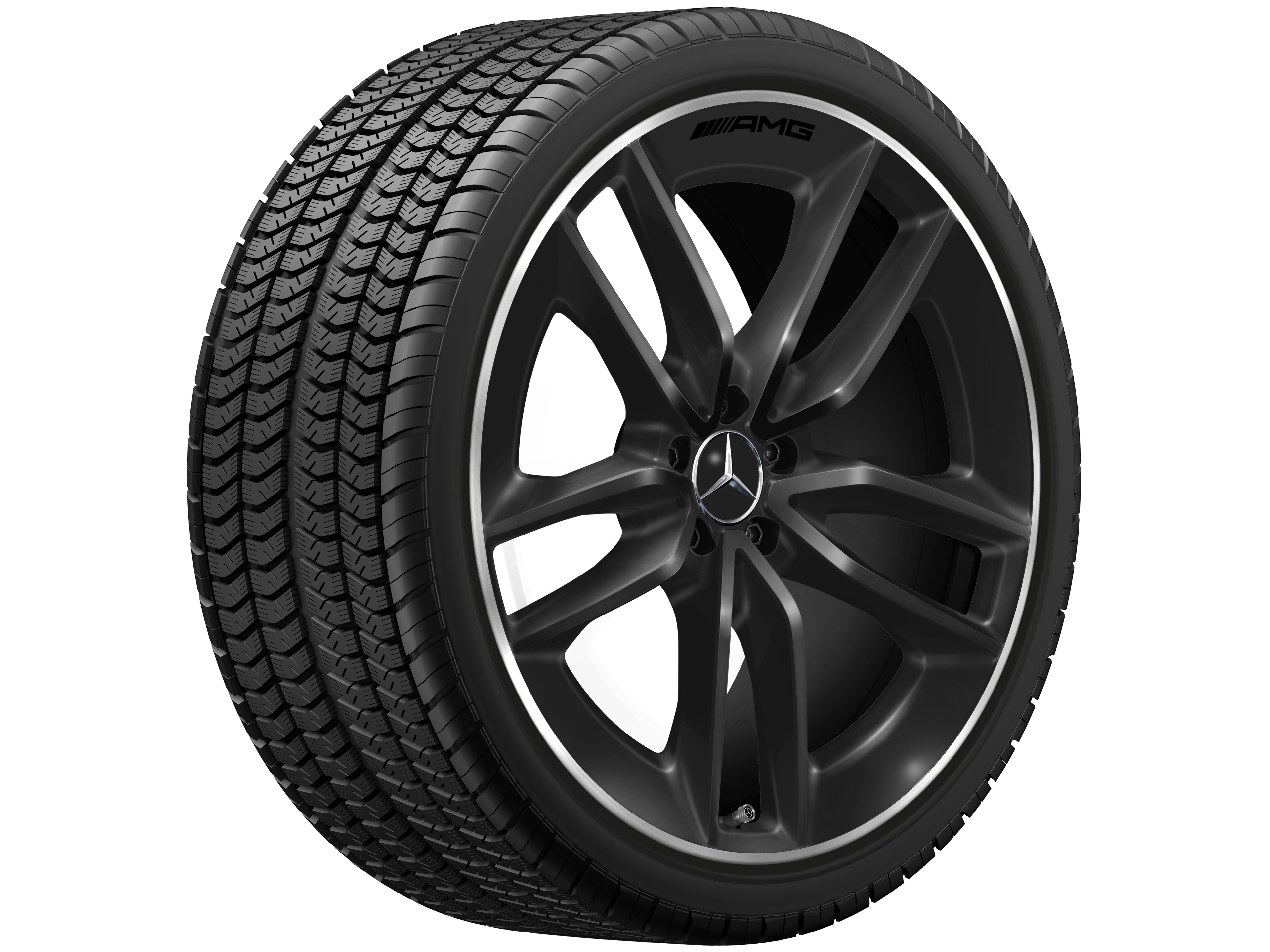 Mercedes-Benz - AMG 5-Doppelspeichen-Rad, 22 Zoll, 10 J x 22 ET 56,1, schwarz, Felgenhorn glanzgedreht