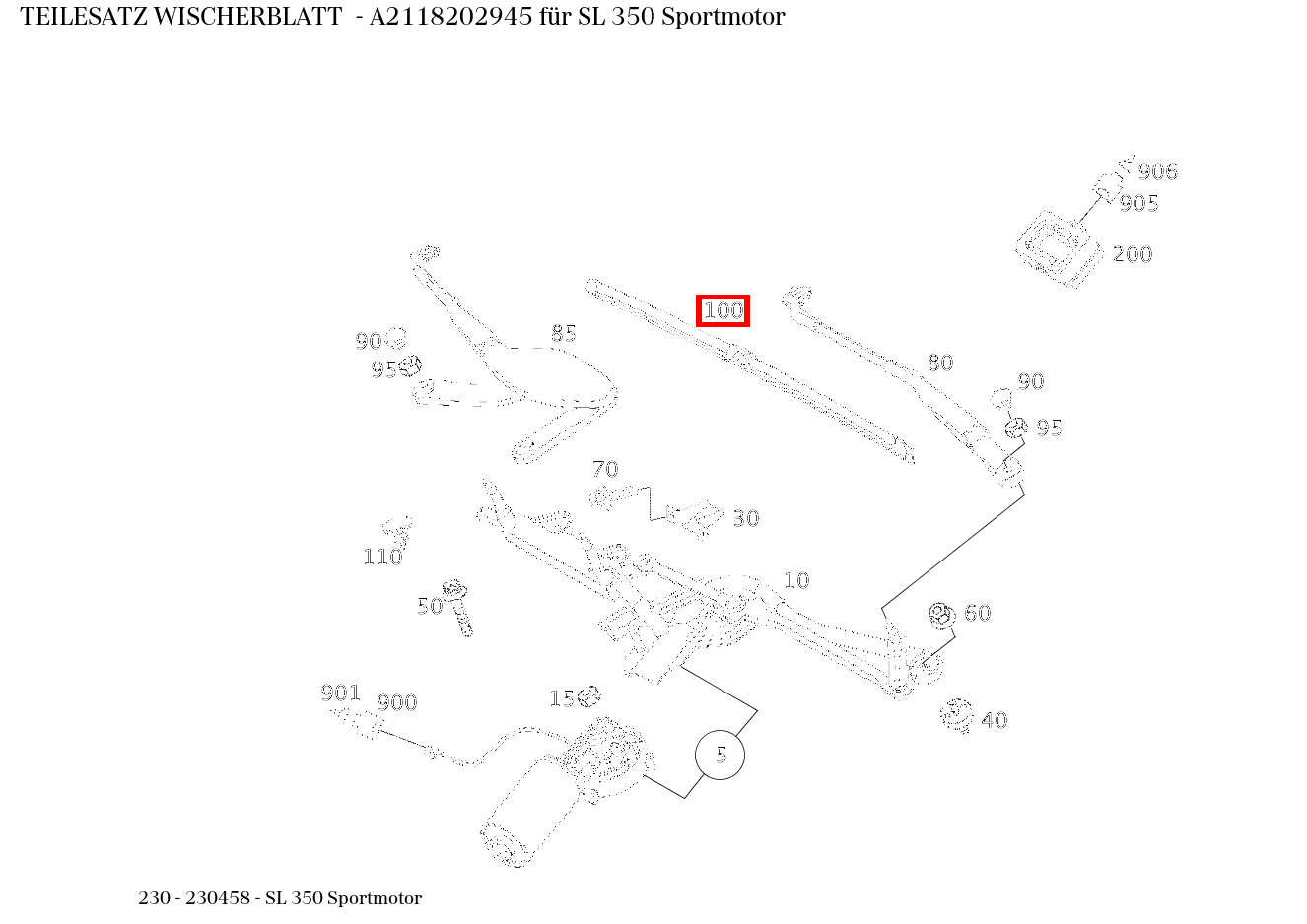 Teilesatz Wischerblatt SL 350 Sportmotor 230 Teilesatz Wischerblatt SL 350 Sportmotor 230