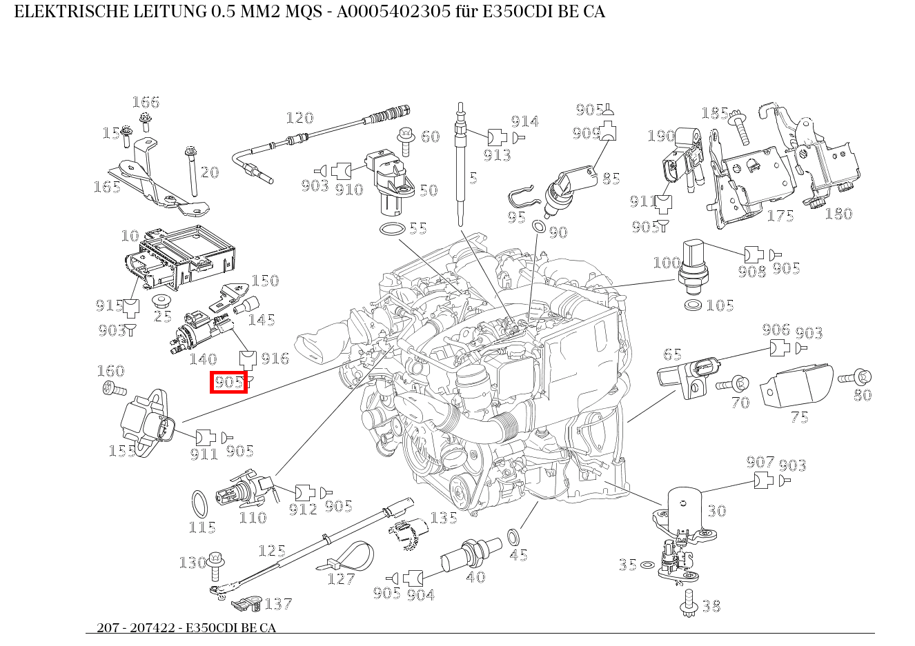 Elektrische Leitung 0.5 MM2 MQS E350CDI BE CA 207