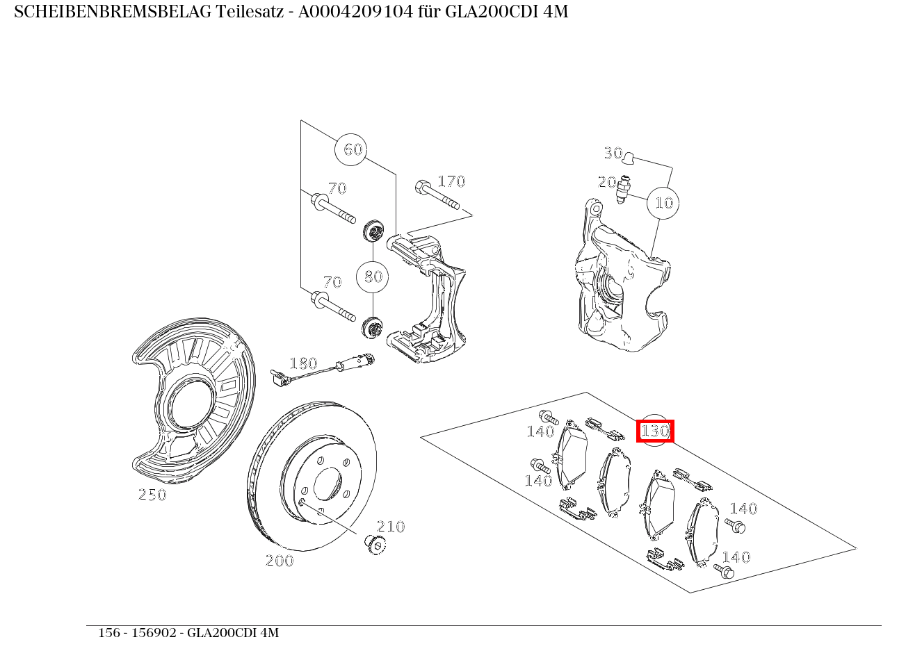 Scheibenbremsbelag Teilesatz GLA200CDI 4M 156 Scheibenbremsbelag Teilesatz GLA200CDI 4M 156