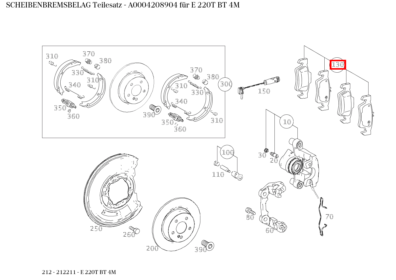 Scheibenbremsbelag Teilesatz E 220T BT 4M 212 Scheibenbremsbelag Teilesatz E 220T BT 4M 212