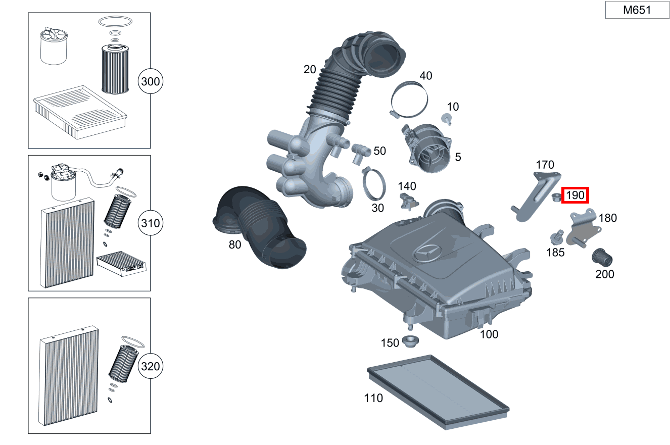 Mutter BEFESTIGUNG LUFTFILTERGEHAEUSE HINTEN; M6 Vito 116 CDI Kasten Lang 245
