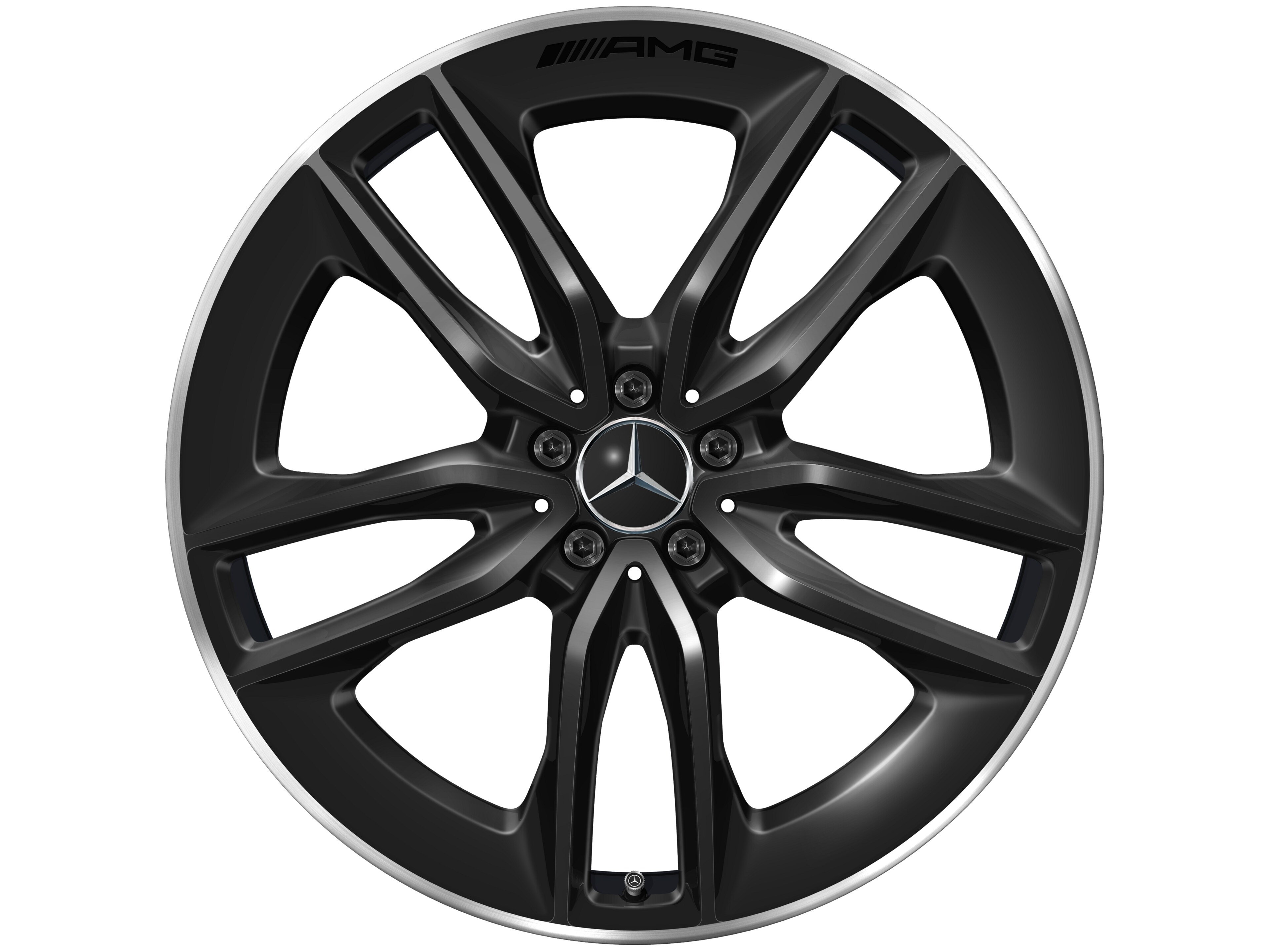 Mercedes-Benz - AMG 5-Doppelspeichen-Rad, 22 Zoll, 10 J x 22 ET 56,1, schwarz, Felgenhorn glanzgedreht