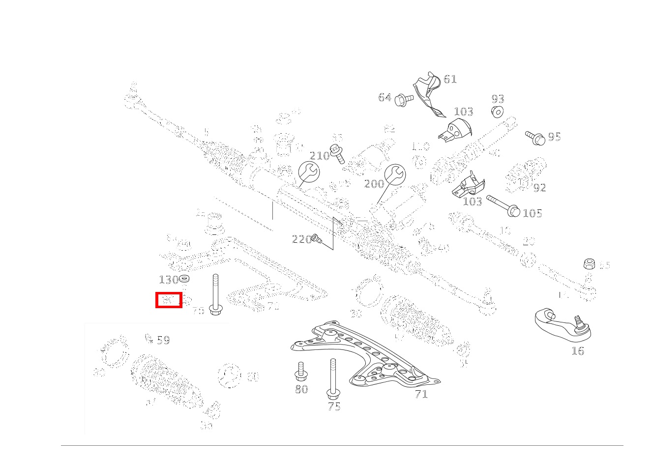 Sechskantschraube LENKUNG AN QUERTRAEGER; M10X25 S 350 L 4-MATIC 220