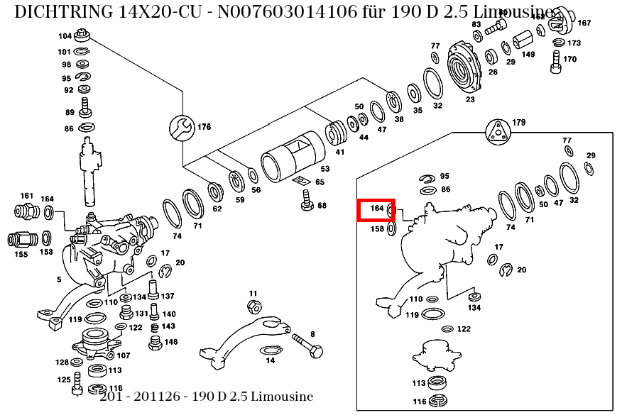 Dichtring 14X20-CU 190 D 2.5 Limousine 201