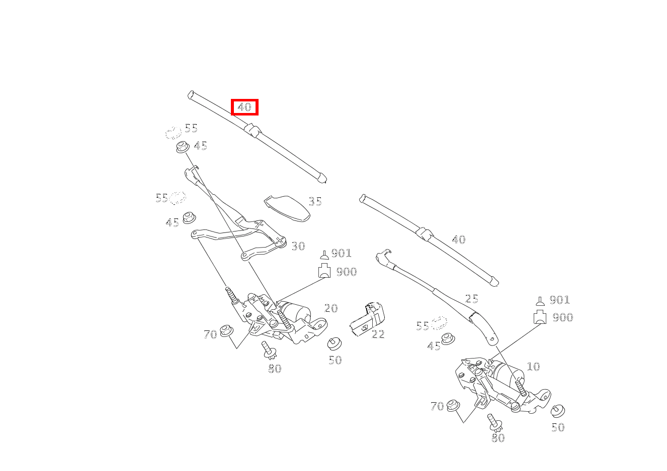 Teilesatz Wischerblatt LINKS UND RECHTS S500 4M L LL 221
