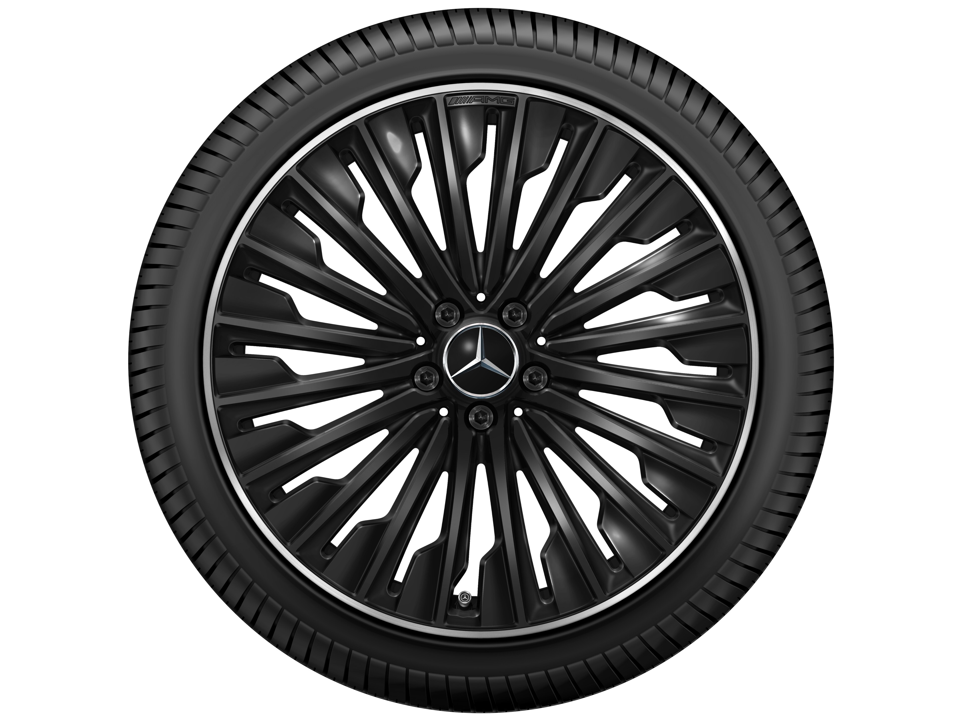 AMG Vielspeichen-Rad, 20 Zoll, Felgenhorn glanzgedreht 9,5 J x 20 ET 51, schwarz